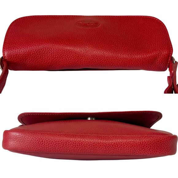 Longchamp Le Foulonné Vintage Red Leather Convertible Crossbody Bag Y2K - Picture 6 of 11